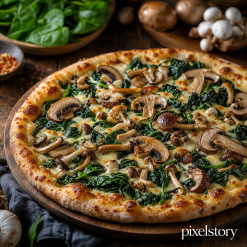 Mushroom Spinach Pizza